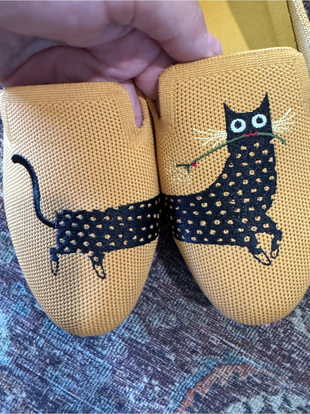 Vivaia Audrey Round Toe Embroidered Loafers  Polka Dot Kitty Cat EU 39 US 8 - Picture 8 of 12